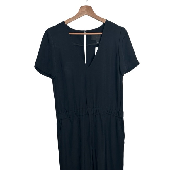 J.Crew Collection Black Short Sleeve blouson-style waist Keyhole Jumpsuit Size 2 - Picture 5 of 12